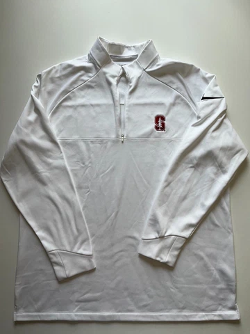 Nike Stanford Cardinal Sweatshirt Mens 2XL White Red 1/4 Zip Pullover NCAA Logo Cover