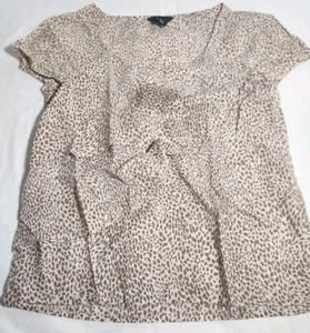 H&M Leopard Print Ruffled Cap Sleeve Blouse Size 2 - Picture 1 of 5