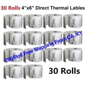 30 rollos de 250 etiquetas de envío térmico directo 4x6 para Zebra 2844 ZP450 - Imagen 1 de 7