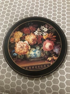 Vintage Pimpernel Round Floral Trivet Hot Plate Plant Stand, Cork Bottom, 10” - Picture 1 of 3