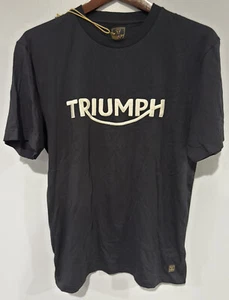 GENUINE Triumph Bamburgh Modern Premium Woven Logo T-Shirt - Jet Black - Large - Picture 1 of 8