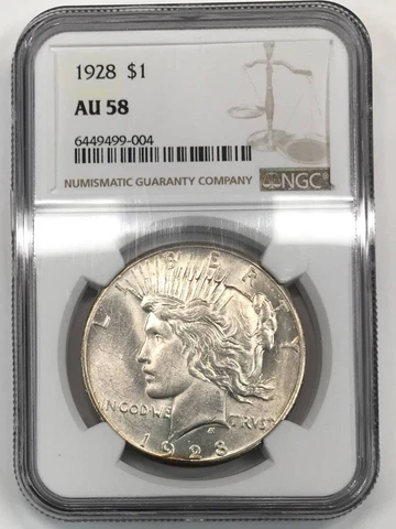 1928 P Peace Silver Dollar NGC AU-58 Cover