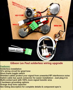 Solderless Gibson Les Paul Wiring Upgrade - 50's wiring, CTS LONG shaft pots! - Picture 1 of 8