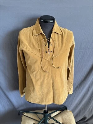 Camisa Campus Vintage Hecha en EE. UU. Gamuza Anorak Mediana Años 60 Pullover Con Cordones Foto 1 de 4