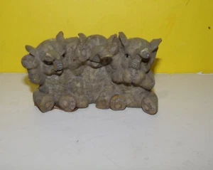 Elephant Trio, Hear No, See No & Speak No Evil, sentado, 2" de alto, resina - Imagen 1 de 3