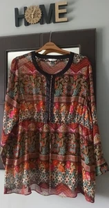 Womens New Look Inspire Gypsy Style Top Blouse Size Uk24 Feature Bell Buttons - Picture 1 of 12