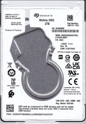 ST2000LM007 p/n: 1R8174-570 f/w: EB01 s/n: ZDZN TK OCT/2022 2TB SATA 2.5 SEAGATE - Image 1 of 4