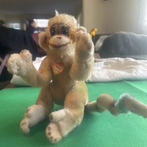 Steiff "Mongo" Posable Monkey. Head Is Also Movable. Blue Eyes (Old Damaged) - Picture 1 of 24