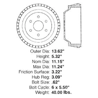 For Chevy K1500 1988-1999 Centric 123.66018 C-Tek Standard Rear Brake Drum Foto 1 de 1