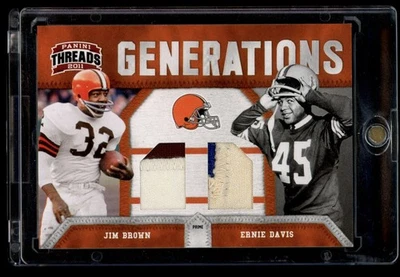 2011 Threads Generations Jim Brown Ernie Davis Dual Game Used Prime Patch 50 HOF - Image 1 of 2