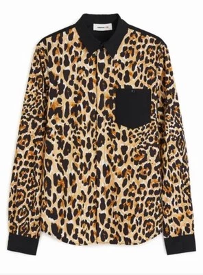 New Rabanne H&M Men Leopard Print Button Up Shirt Size Small Long Sleeves - Image 1 of 4