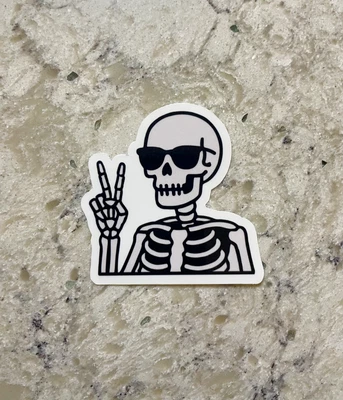 STICKER SURPLUS Skeleton Peace Sign Sticker l Gloss or Holographic Laminate l Waterproof Decal