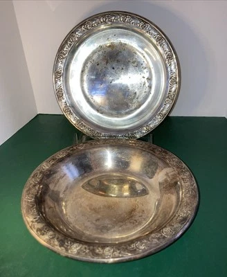 Two Reed & Barton 经典玫瑰设计糖果盘碗银盘 6.5 英寸。 — 第 1/4 张图片