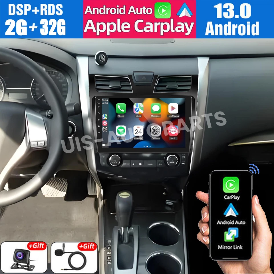 Para Nissan Altima 2013-2018 Android Auto Apple CarPlay Coche Radio Estéreo GPS Navegación Foto 1 de 4
