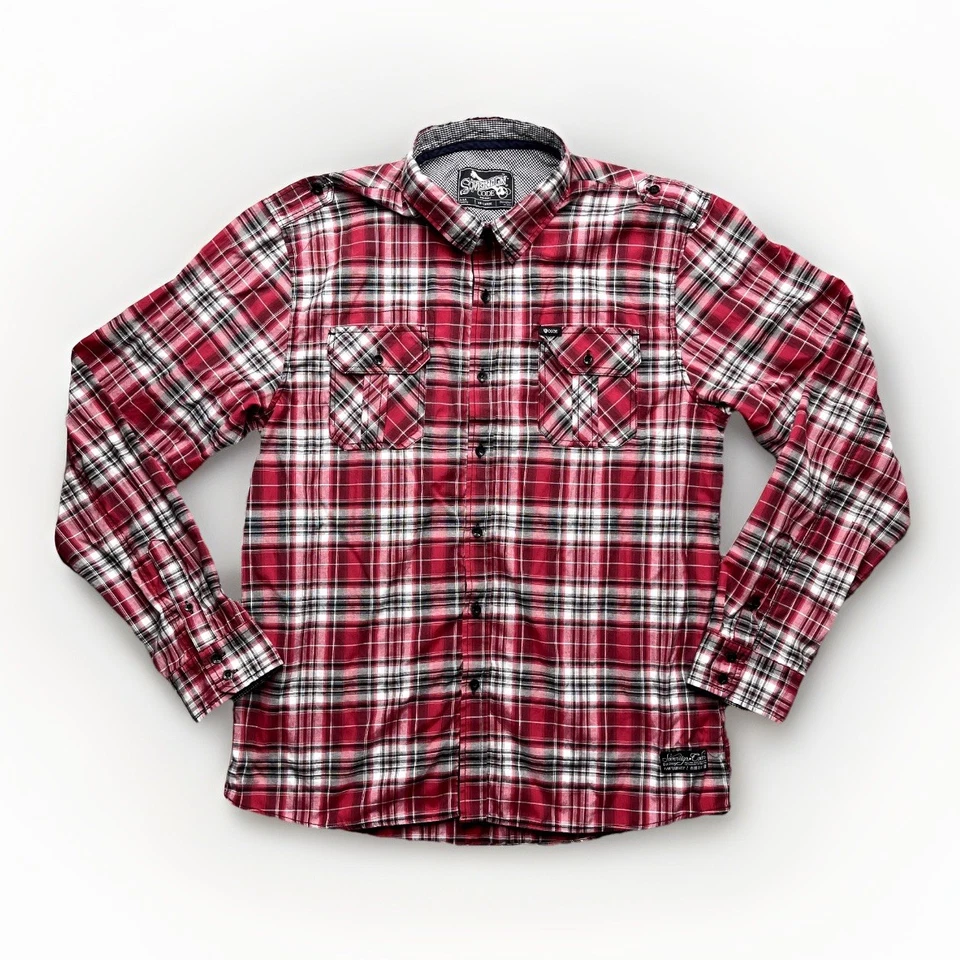 Sovereign Code Shirt Mens XXL Plaid Up Modern Biker Hipster Long Sleeve Collared - Image 1 of 4
