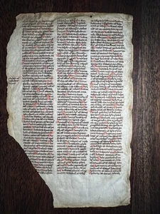 1250 Latin Bible Leaf – Interpretation Hebrew Names – Gothic Script Vellum - Picture 1 of 8