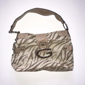 Vintage Y2K Guess Umhängetasche Schultertasche Handtasche Nieten braun Kunststrauß & hellbraun Zebra - Bild 1 von 12