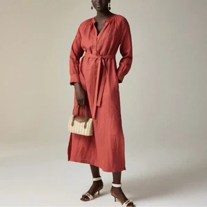 Neu mit Etikett J. Crew Small Cabana Kleid Leinen Rot Sand - Bild 1 von 7
