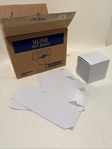 White Gloss Gift Box 4 x 4 x 4 box of 100 Uline S-7087 - Picture 1 of 6