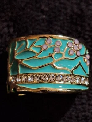 Nuevo Árbol de la Vida para Damas/Niñas ~ Anillo Ancho ~ Talla 8 ~ Aqua con Rosa ~ Circones Cúbicos ~ #1669 Foto 1 de 4