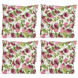 Shabby Chic Pink Hydrangea Floral Chair Cushions in White/Pink/Green, 4 Pack - Picture 1 of 5