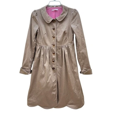 VTG Betsey Johnson Jacket Beige Khaki Coat Fit Flare Womens Sz 4 Coquette Girl - Image 1 of 4