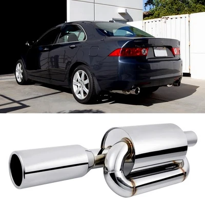For Acura TL TLX TSX Twin Loop Exhaust Muffler 2.5" In 4.0" Out Tip Polished Foto 1 de 4