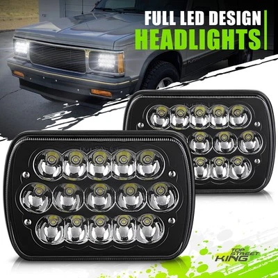 Black Housing 7X6 H6054 LED Headlights for GMC C1500 C2500 C3500 Jimmy 85-00 - Image 1 of 4