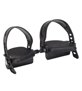 Left and Right Exercise Bike Pedals and Adjustable Pedal Strap Replacement Set - Picture 1 of 4