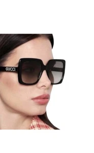 Gucci GG0418S Oversized Square Acetate Sunglasses with Crystal Logo - Picture 1 of 2