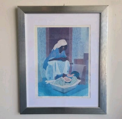 Peter Lynn Serigraph Print "Market" Limited Edition Signed Framed Vintage Art  - Image 1 of 4