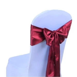 25x Burgundy Satin Chair Sashes Bos Ties Church Wedding Banquet Party Decoration - Picture 1 of 3
