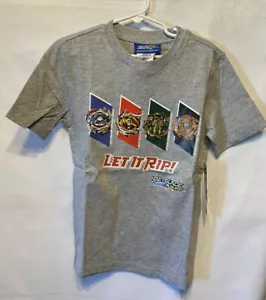 Kids T-Shirt, Beyblade Gray Size 8 Let It Rip! T-Shirt with 4 Spinner Tops NWT - Picture 1 of 5