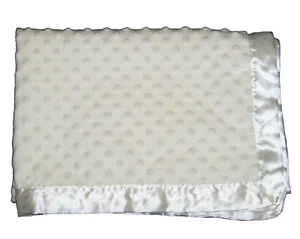 Hudson Baby HB Cream Ecru Off White Minky Dot Satin Blanket Security Lovey 30x40 - Picture 1 of 3