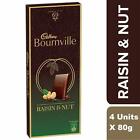 Cadbury Bournville, 80g * Pack of 4, Raisin and Nuts Dark Chocolate Bar