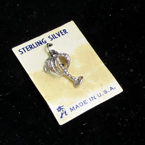 Estate Vintage Rare Lovely Sterling Silver Detailed Palm Tree Mint Charm Pendant - Picture 1 of 1