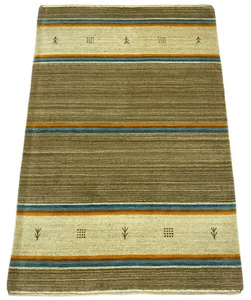 Carpet 100% Wool Beige Orange Gabbeh Hand Woven 123x187 CM Natural Wool S106 Rt - Picture 1 of 7