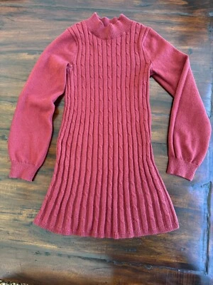 Vestido suéter Abercrombie infantil meninas vermelho manga longa cabo costela malha tamanho 13-14 - Imagem 1 de 2