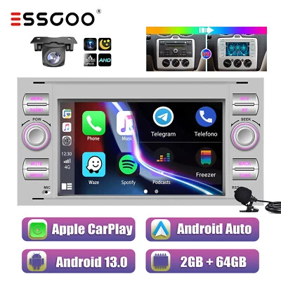 Carplay Autoradio Für Ford Focus MK2 Transit MK7 Android 14 GPS NAV 2+64G Kamera - Bild 1 von 4