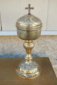 + 120 Year Old Ornate Byzantine Cup Sterling Ciborium + Chalice Co (CU222) - Picture 1 of 6
