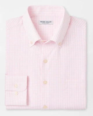 NEW MENS PETER MILLAR GOLF L/S HANFORD PERFORMANCE TWILL SPORT Shirt, MEDIUM - Image 1 of 4