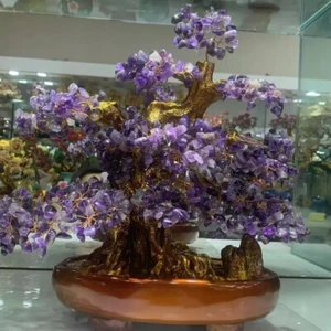 Amethyst Quartz Crystal Bonsai Tree Energy Tree Gemstone tree of Life home decor - Picture 1 of 10