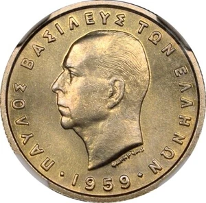 Greece 1 Drachma 1959 NGC MS67 - Picture 1 of 3