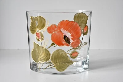 Painted Red Poppy Glass Vase Flower Vase Decorative Display (i) - Image 1 of 4