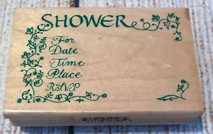 NEW Inkadinkado SHOWER Invitation Rubber Stamp 4193-P Rare! - Picture 1 of 2
