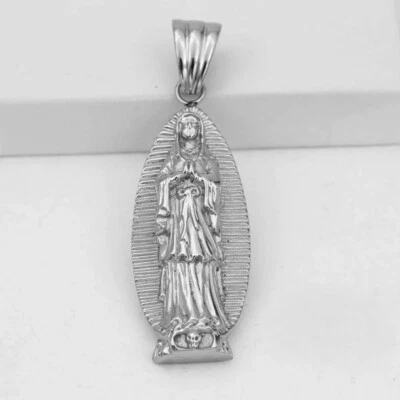 Men's Silver Stainless Steel 68mm VIRGIN MARY.Charm Pendant*Unisex + Box - Image 1 of 2