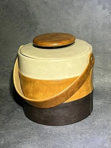 Vintage Elmar Mfg. MCM Ice Bucket Brown Faux Leather Retro Mid Century Modern - Picture 1 of 11