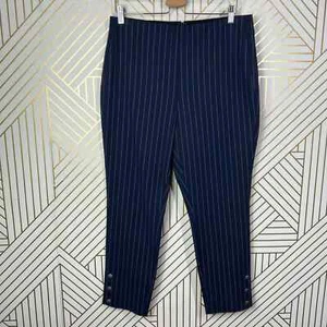 NWT Rag & Bone Simone Snap Pant in Navy Blue Stripe Ankle Length Size US 14 - Picture 1 of 11