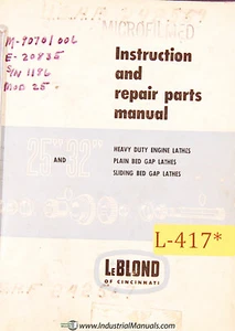 Manual de instrucciones y piezas de tornos Leblond 25"" y 32 - Imagen 1 de 6