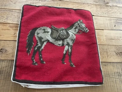 Williams Sonoma Needlepoint Horse Pillow Cover / Pillow Inside Included - Image 1 of 4